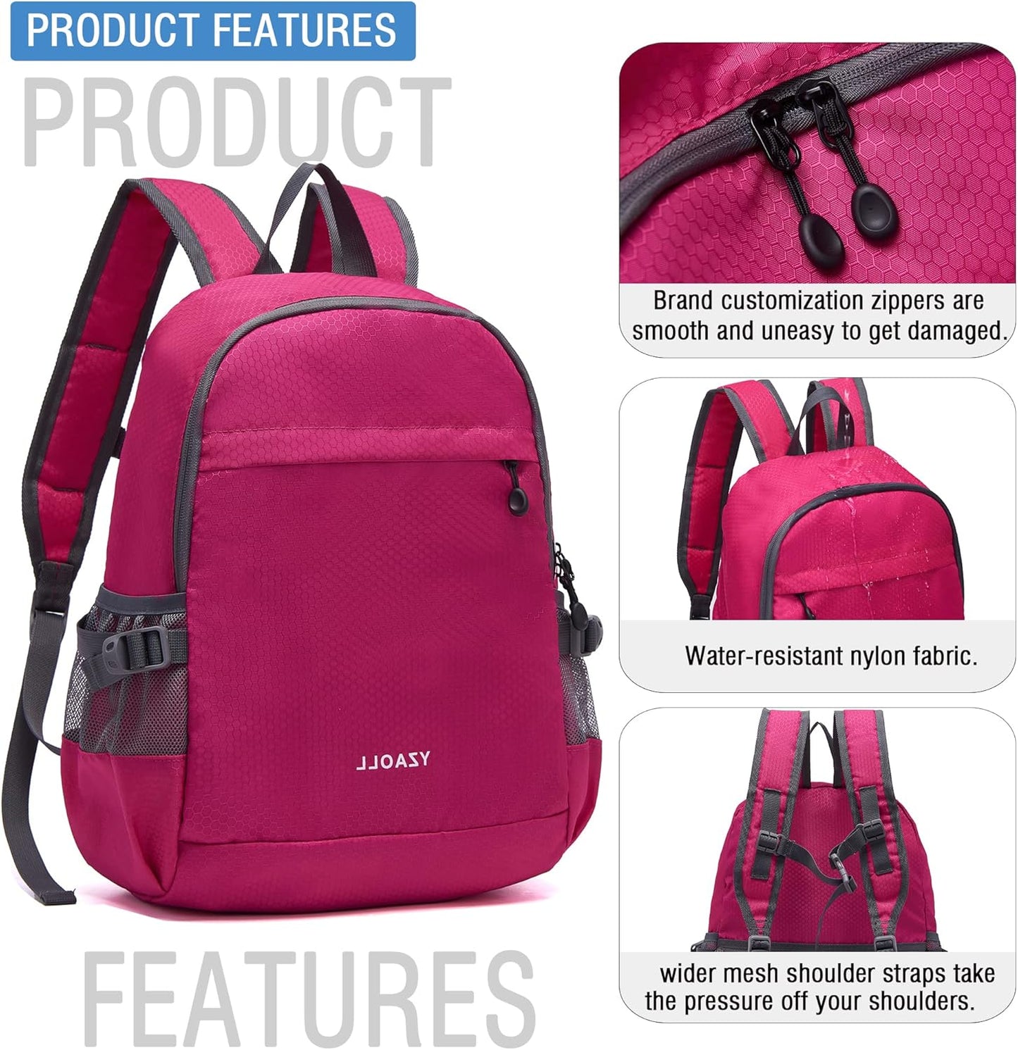 YZAOLL Small Lightweight Packable Hiking Backpack, 20L Hiking Backpack Day Pack for Women Men Travel Camping Vacation,Rose