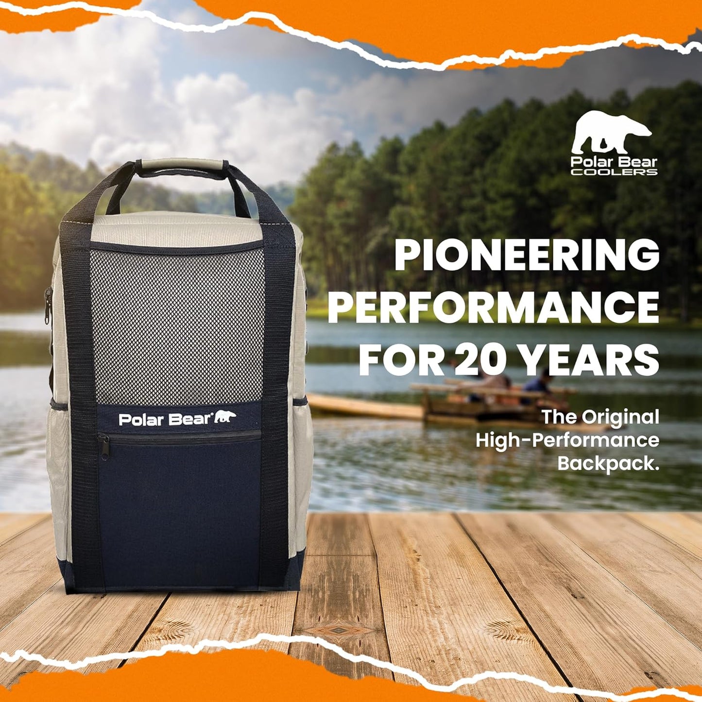 Polar Bear Coolers - Soft-Sided Backpack Cooler - Insulated Backpack for Hiking, Camping, Travel, or Fishing - Heavy-Duty & Portable - Sweat & Leak Proof - Keeps Ice up to 24 hrs