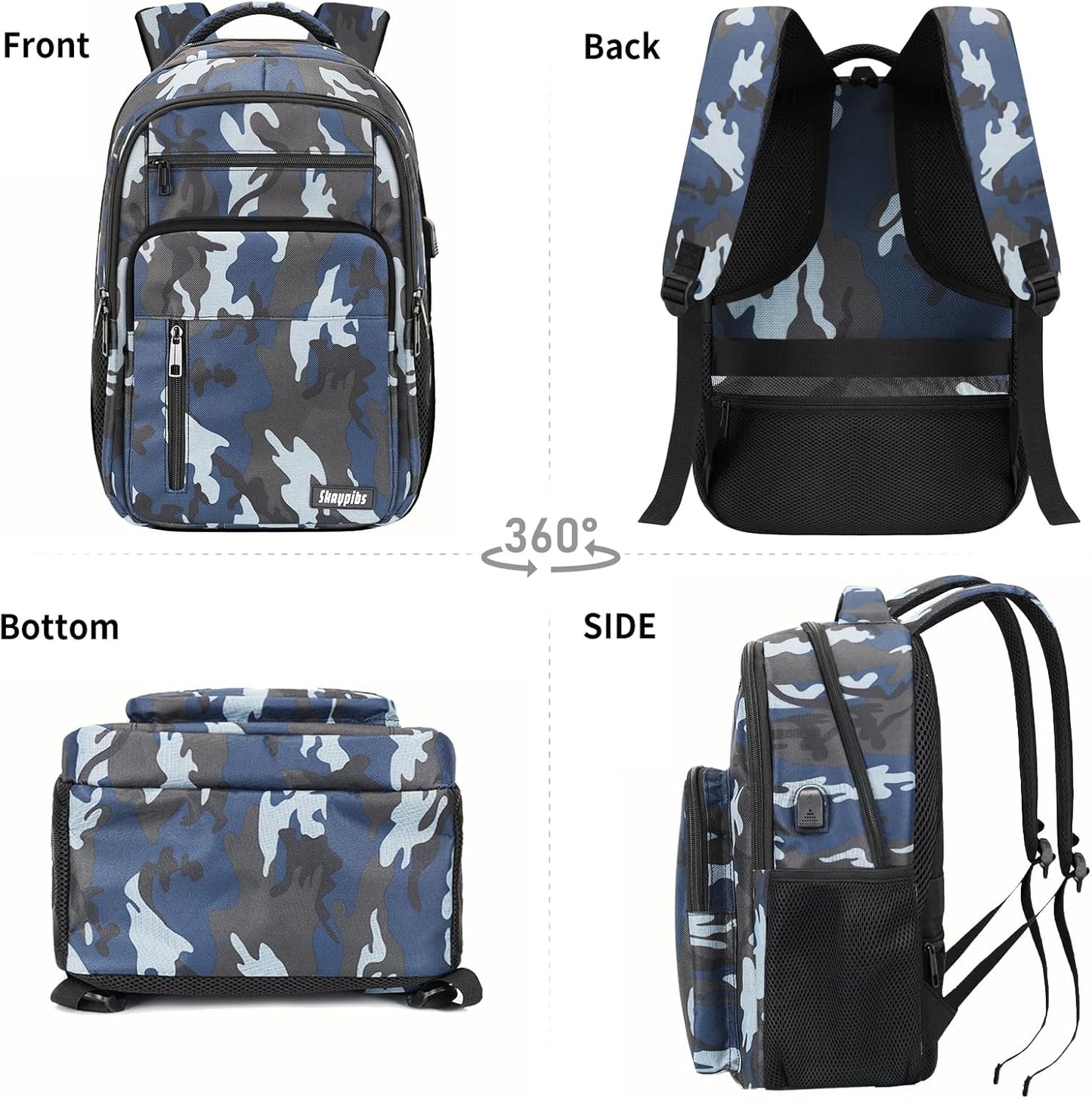 Backpack for Men Women, School Backpack for Boys Girls Teens, 15.6 Inch Laptop Backpacks with USB Port, Water Resistent Book bag, Work College Bookbag, back pack, Mochila para hombre