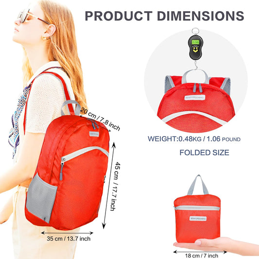 35L Foldable Waterproof Backpack For Outdoor Sports Travel Inside Wet Clothes Compartment Packable For Multiple