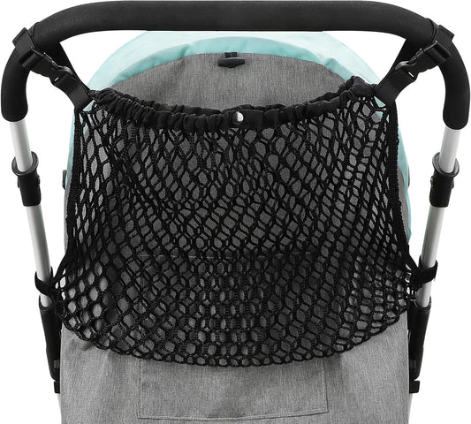 Accmor Universal Stroller Organizer, Polyester Net Mesh Bag Fits for Uppababy, Nuna, Britax, Doona Strollers, Non-Slip Adjustable Stroller Mesh Cargo Net Storage Caddy Accessories