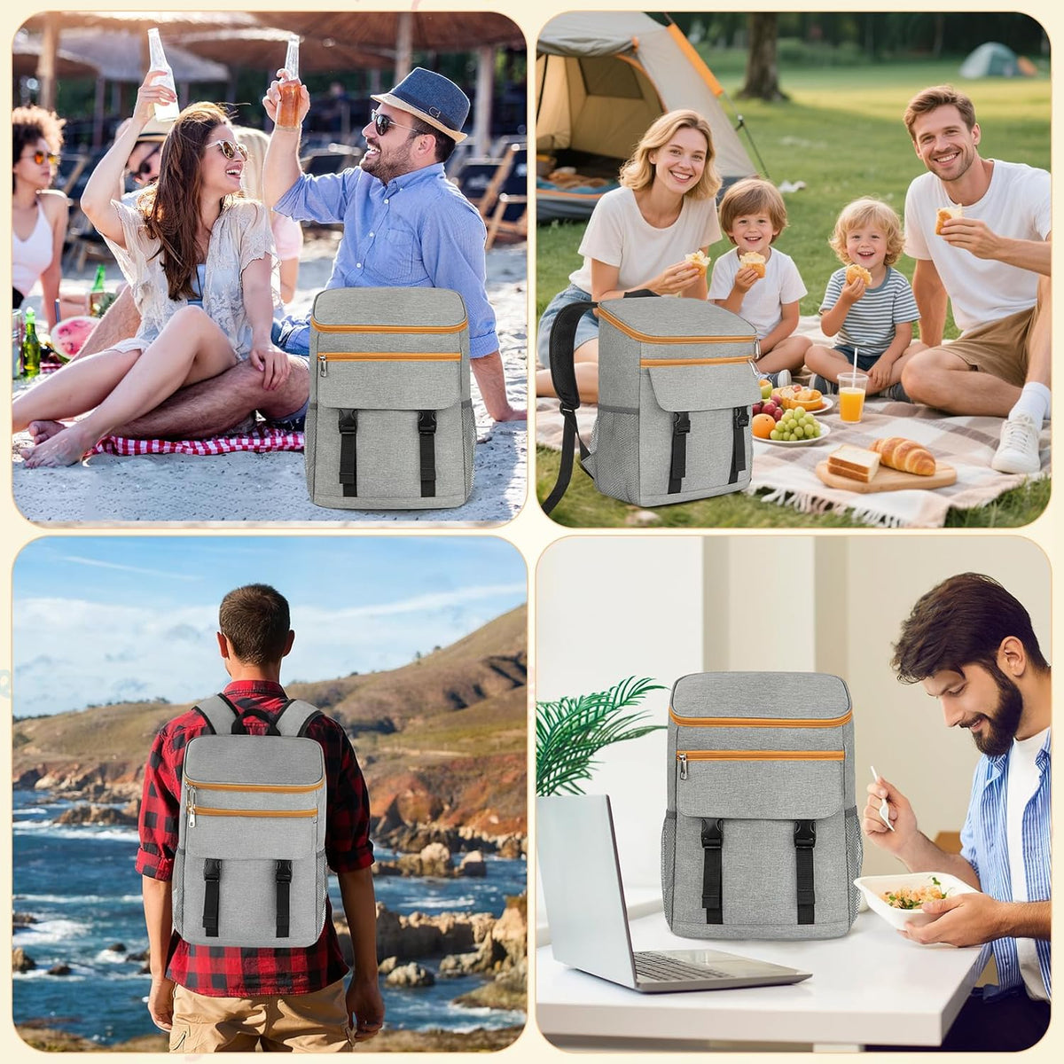 Cooler Backpack Soft Insulated Leak Proof 30 Cans Insulated Backpack Cooler Portable Picnic Camping Beach Hiking BBQ Lunch Backpack for Men and Women