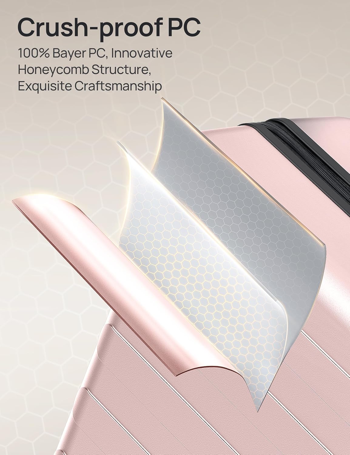 Carry on Luggage 22 X 14 X 9 Airline Approved, 20 Inch Luggage for 3-5 Days Travel, Double Spinner Wheels, 100% Hardshell PC, TSA Lock (00-Pink (Expandable), Set 2PCS (20-Inch/28-Inch))