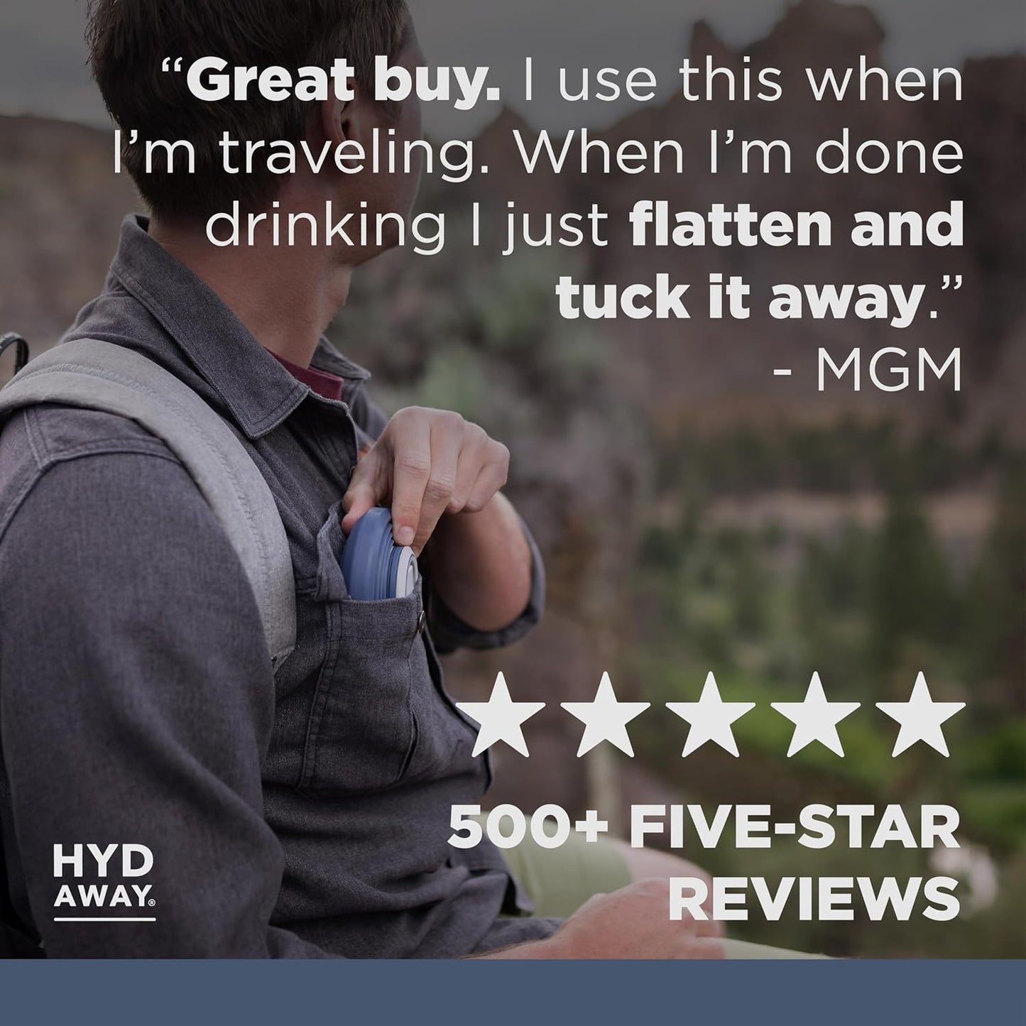 HYDAWAY 17oz Collapsible Water Bottle - BPA-Free, Leakproof, Lightweight, and Space-Saving - Perfect for Travel, Hiking, and Everyday Hydration