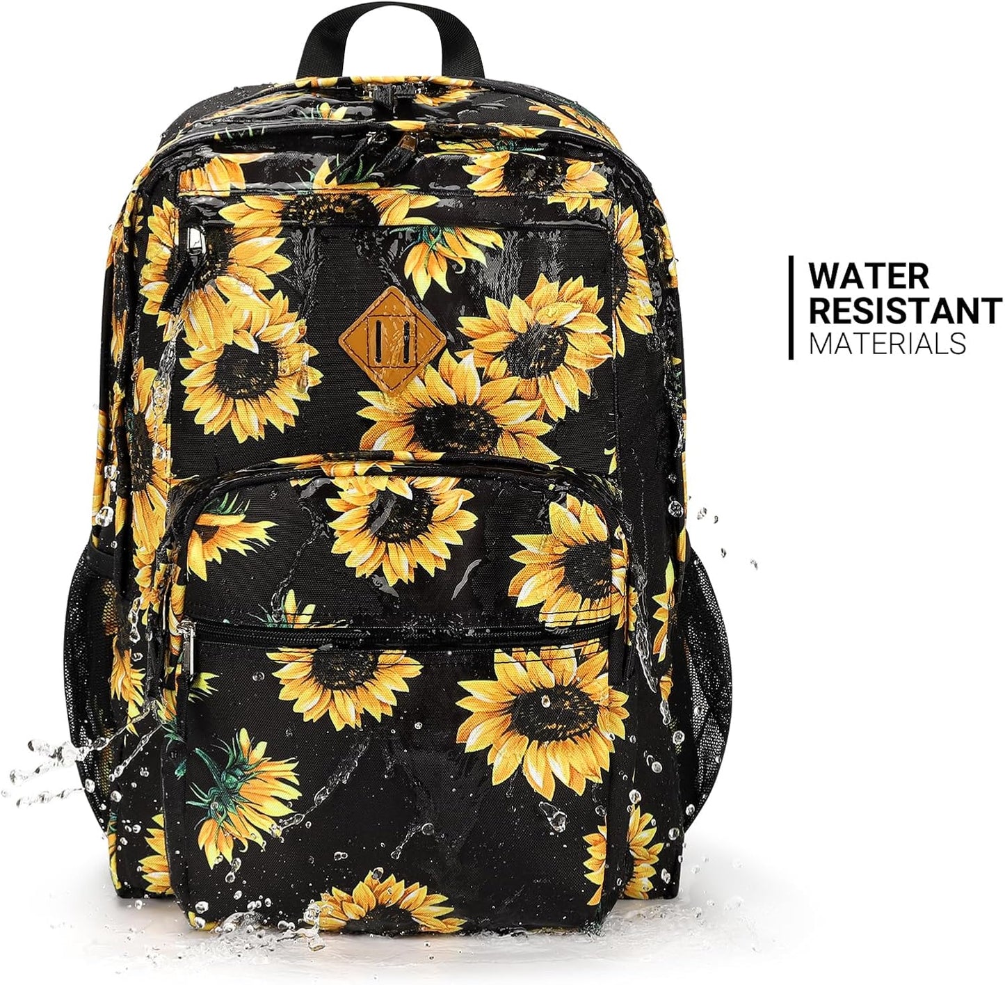 ZORFIN 26L Backpack for College, and Travel: Water Resistant Bookbag - Sunflower