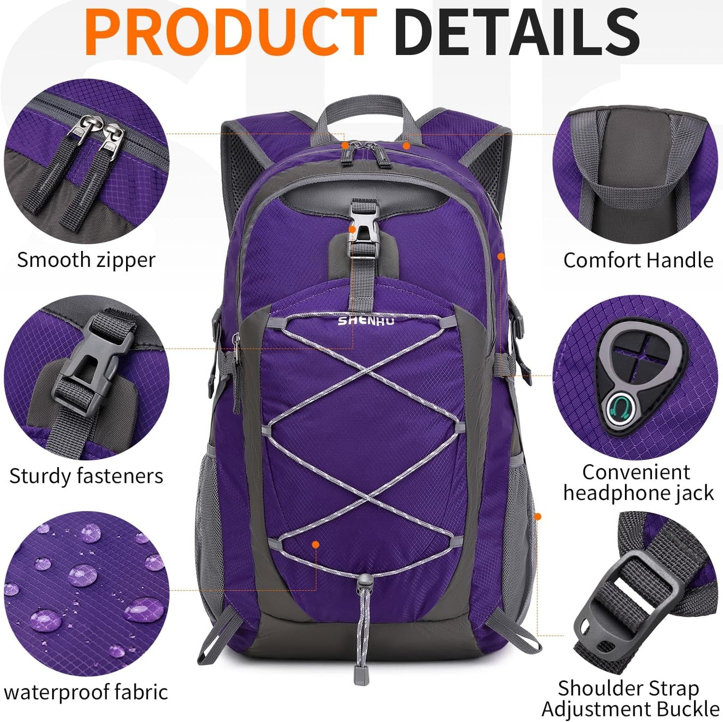 40L Hiking Backpack Lightweight Daypack Waterproof Travel Camping Backpack for Men Women Sport Packable