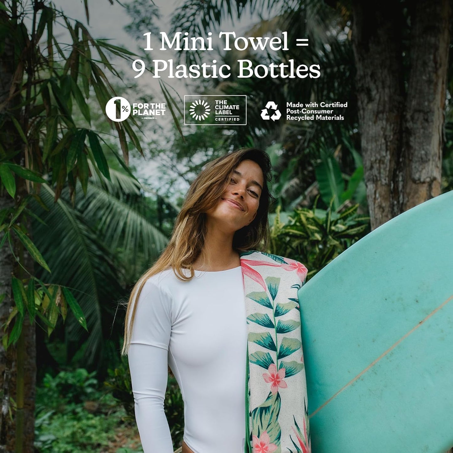 Nomadix Mini Towel - Perfect for Beach, Pool, Travel, Camping, Yoga - Made with Recycled Materials - Super Absorbent - Sand Resistant - Palms Pink - 16x40