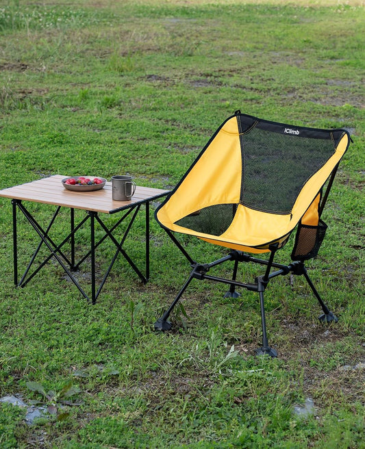 iClimb Ultralight Compact Camping Folding Beach Chair with Anti-Sinking Large Feet