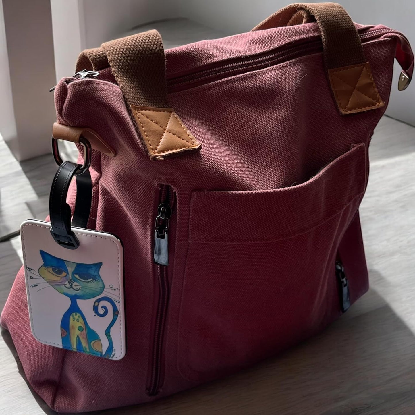 Decorative Luggage Tags with Watercolor Cat Design, Set of 2