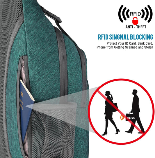 G4Free Sling Bag RFID Blocking Sling Backpack Crossbody Chest Bag Daypack for Hiking Travel(Dark Green)