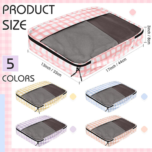 5 Pcs Packing Cubes for Suitcase Large Travel Cubes Carry on Luggage Organizer Bags for Clothes Accessories(L,Plaid)