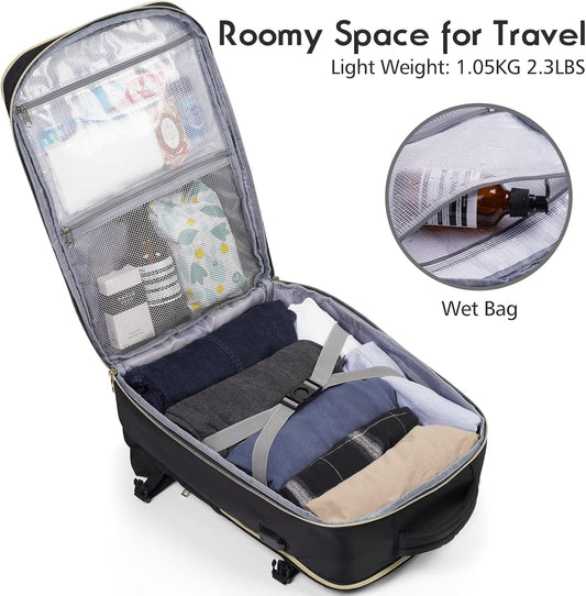 MOMUVO Travel Backpack for Women, Carry On Backpack Airline Approved with 3 Packing Cubes,Laptop Backpack with USB Charging Port, Casual Daypack for Weekender Business College, Large