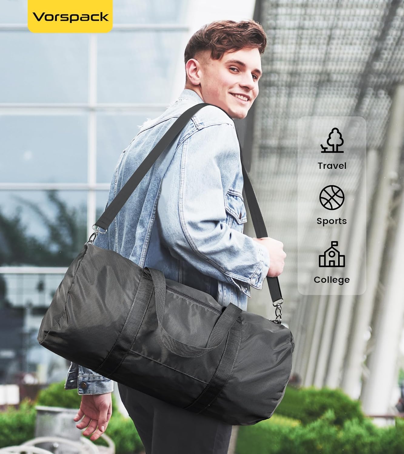 Vorspack Duffel Bag 20-24-28 Inches Foldable Gym Bag for Men Women Duffle Bag Lightweight with Inner Pocket for Travel Sports