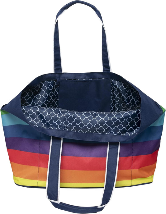 geckobrands Oversized Beach Tote – Large and Stylish Beach Bag with 4 Exterior Pockets and Zippered Internal Compartment