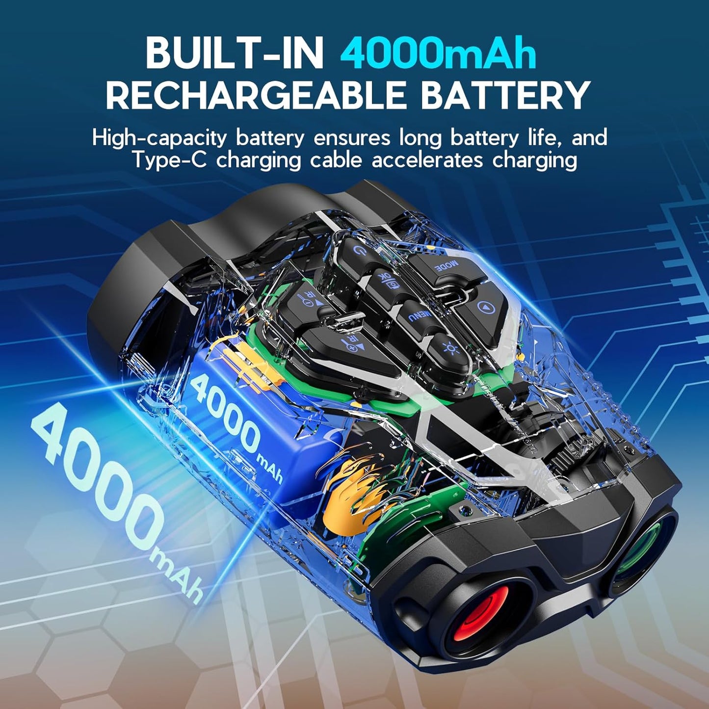 4K Night Vision Goggles for Adults,10X Zoom Night Vision Binoculars with 1000FT Infrared Range,4000mAh Rechargeable Battery,3.5" Screen,Include 32GB Card,Gift for Mens and Outdoor Enthusiasts