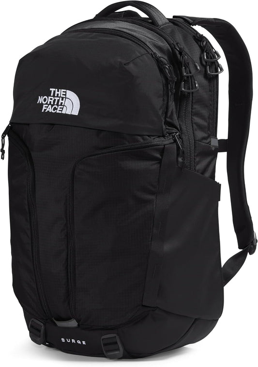 THE NORTH FACE Surge Commuter Laptop Backpack | Daypack with Water Repellent Finish, 16" Laptop Sleeve, Reflective Details, TNF Black/TNF Black-NPF, One Size