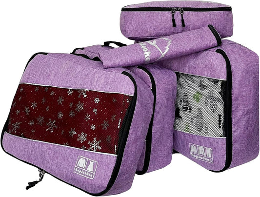 5 Set Packing Cubes for Travel Large Suitcase Luggage Organizer Bags Travel Accessories Vacation 4 Cubes 1 Laundry Pouch Bag