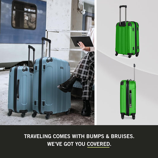 Kenneth Cole REACTION Out of Bounds Lightweight Hardshell 4-Wheel Spinner Luggage, Kelly Green, 2-Piece Set (20" & 28")