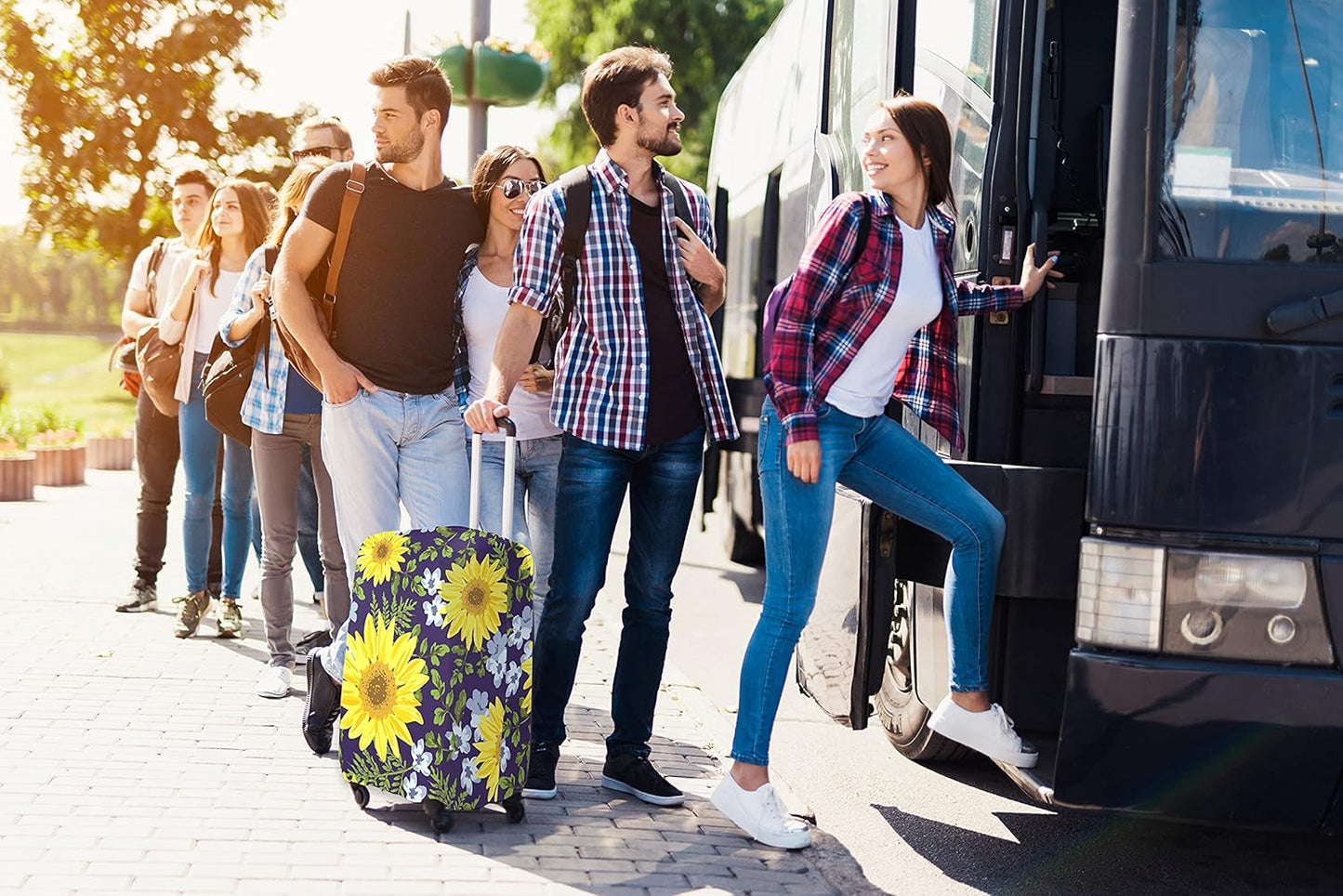 7-Mi Luggage Cover£¬ Suitcase Covers 19-30 Inch Expandable Anti-Scratch Luggage Protector Flower for Carry on Luggage S 19-20IN