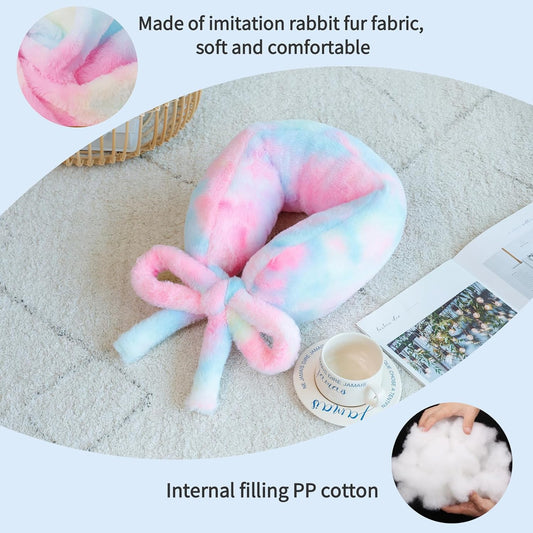 Travel Pillow Multifunctional Airplane Travel Neck Pillow Provides Neck and Lumbar Support During Travel Airplane Pillow Colorful Pink