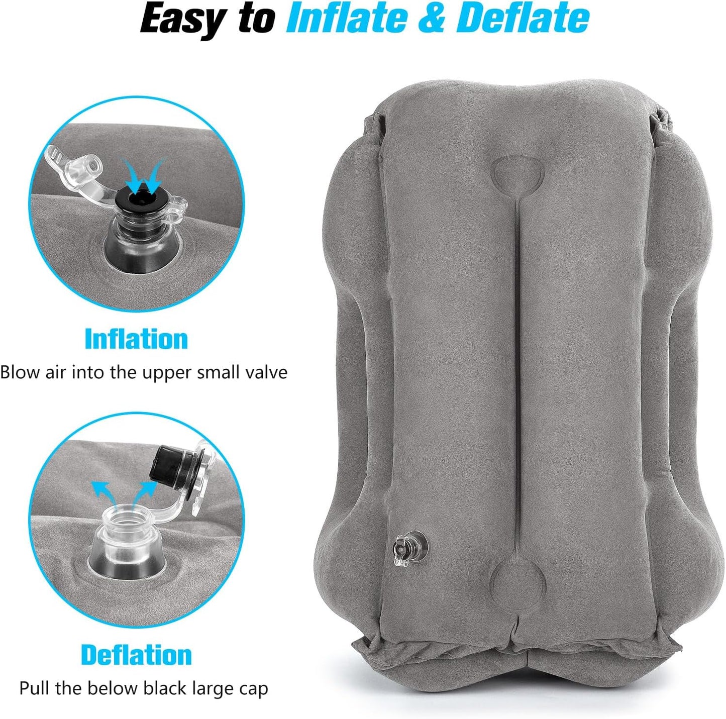 Rewondah Inflatable Travel Pillows for Airplanes | Airplane Pillow for Long Flight | Travel Plane Pillow for Airplanes Sleep Support | Blow up Flight Pillow for Long Flights to Avoid Neck Pain
