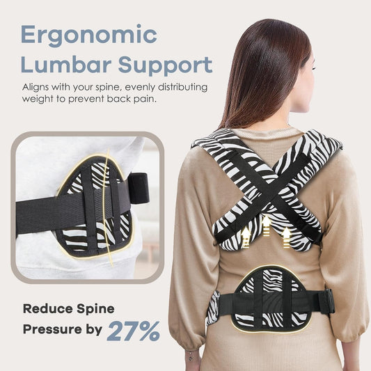 Baby Carrier with Lumbar Support, Cozy Baby Carrier Newborn to Toddler with Adjustable Seat Size, Ergonomic Infant Carrier with 3-Way Carry, Front Facing Toddler Hodler Carrier for Mom & Dad, Zebra