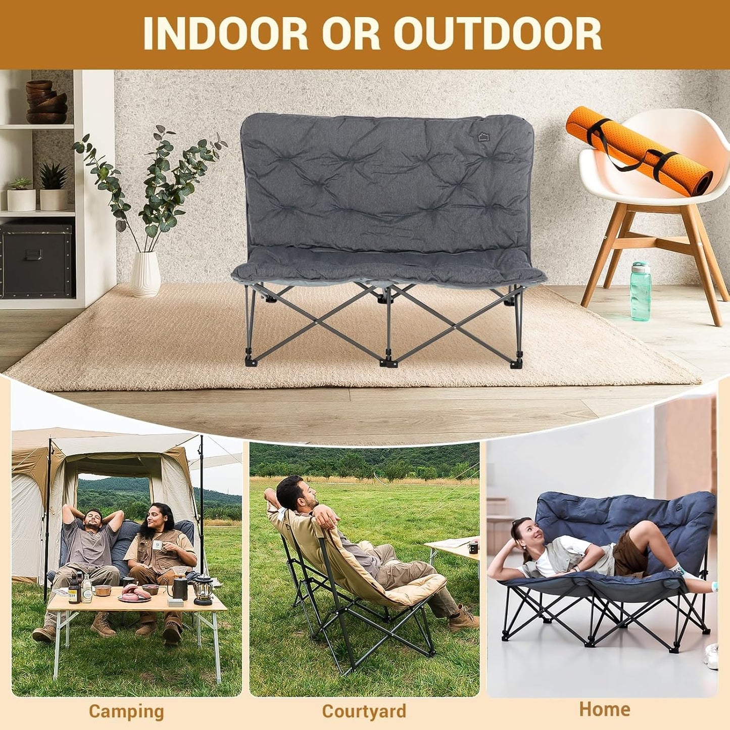 KingCamp Butterfly Chair Oversized XL Saucer Chair for Adults Padded Folding Comfy Camping Chairs for Teens Kids 300lbs Heavy Duty with High Back for Bedroom Living Room Dorm Rooms Outdoor Patio Lawn