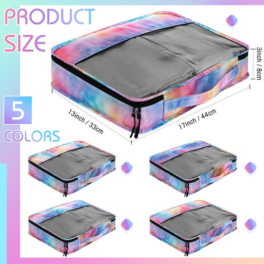5 Pcs Packing Cubes for Suitcase Large Travel Cubes Carry on Luggage Organizer Bags for Clothes Accessories(L,Watercolor)