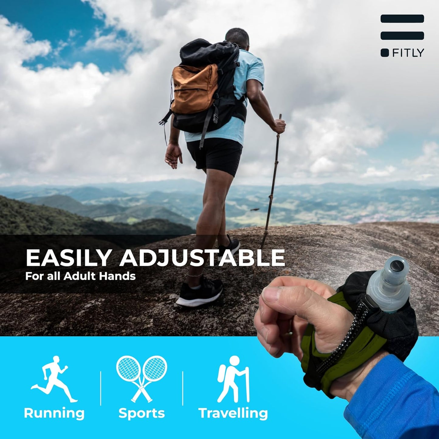 FITLY Soft Flask - Shrink As You Drink Soft Water Bottle for Hydration Pack - Folding Water Bottle Ideal for Running, Hiking, Cycling, Climbing & Rigorous Activity