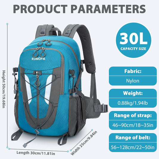 Hiking Backpack 30L Lightweight Travel Daypack Small Day Pack for Men Women Outdoor Camping Backpacking, Blue