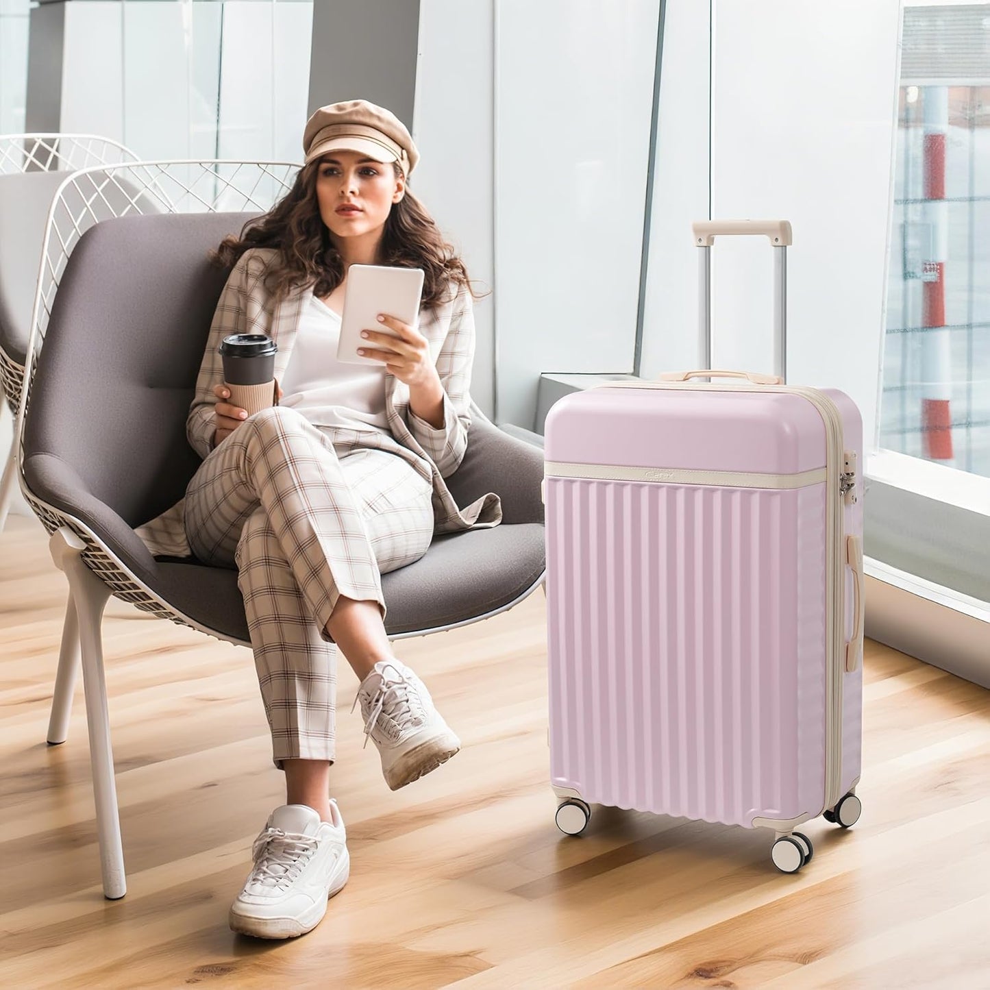 Merax Luggage Sets, Durable Hardshell 3 Piece Suitcase with Double Spinner Wheels and Handle Bags,Lightweight Carry on Luggage with TSA Lock,20+24+28 inches,Pink