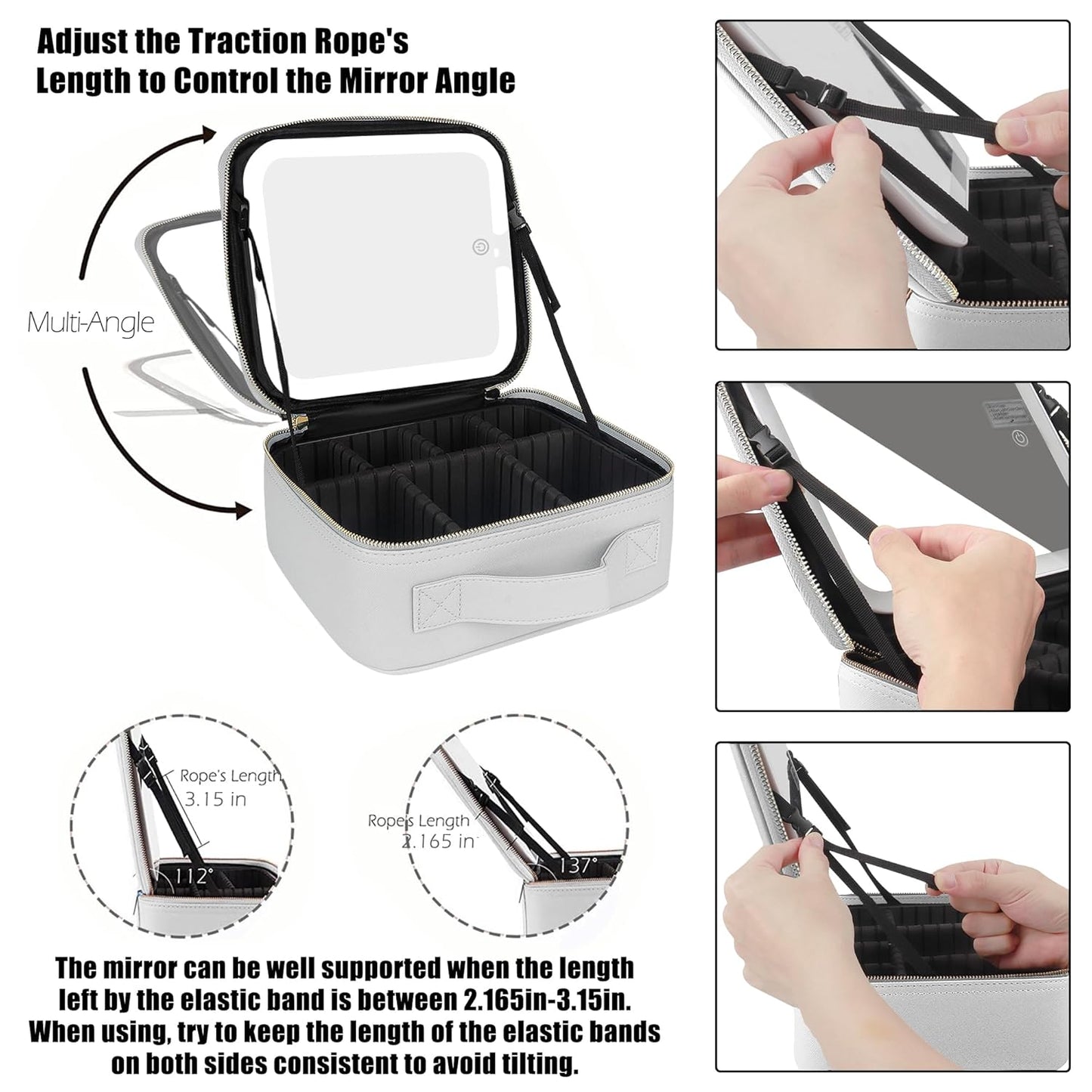 MOMIRA Makeup Bag with Mirror and Light Travel Makeup Train Case Cosmetic Bag Organizer Portable Artist Storage Bag with Adjustable Dividers Makeup Brushes Storage Organizer Silver