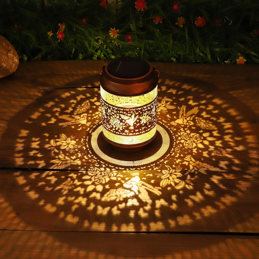 Hummingbird Solar Lanterns Outdoor Waterproof with Shepherd Hook, Hummingbird Metal Lights for Women Mom Grandma, Garden Decor Solar Hanging Lantern Gift for Yard, Patio, Lawn, Pathway, Garden Decor