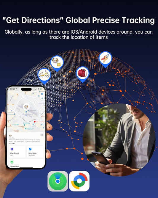 Bluetooth Tracker for AirTag with Keychain, Dual System Air Tracker Tag-for iOS & Android, Smart Tags Anti-Lost Tags, Waterproof Item Finder, Worldwide Smart Location Tag for Keys (Android & iOS)