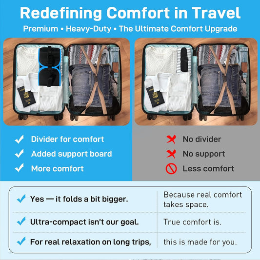 Airplane Foot Hammock, Foot Hammock for Travel Accessories with Ergonomic Removable Foot Divider Design, Airplane Foot Rest, Premium Comfortable Memory Foam & Hardboard for No Feet Clashing(Large)