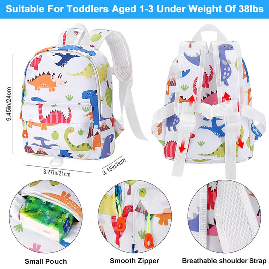 Accmor Toddler Backpack Leash, Cute Baby Backpacks with Anti Lost Wrist Link, Mini Kids Backpack Harness Leash for Outdoor Travel, Adorable Dinosaur Child Backpack Tether Rope for Boys 1-3