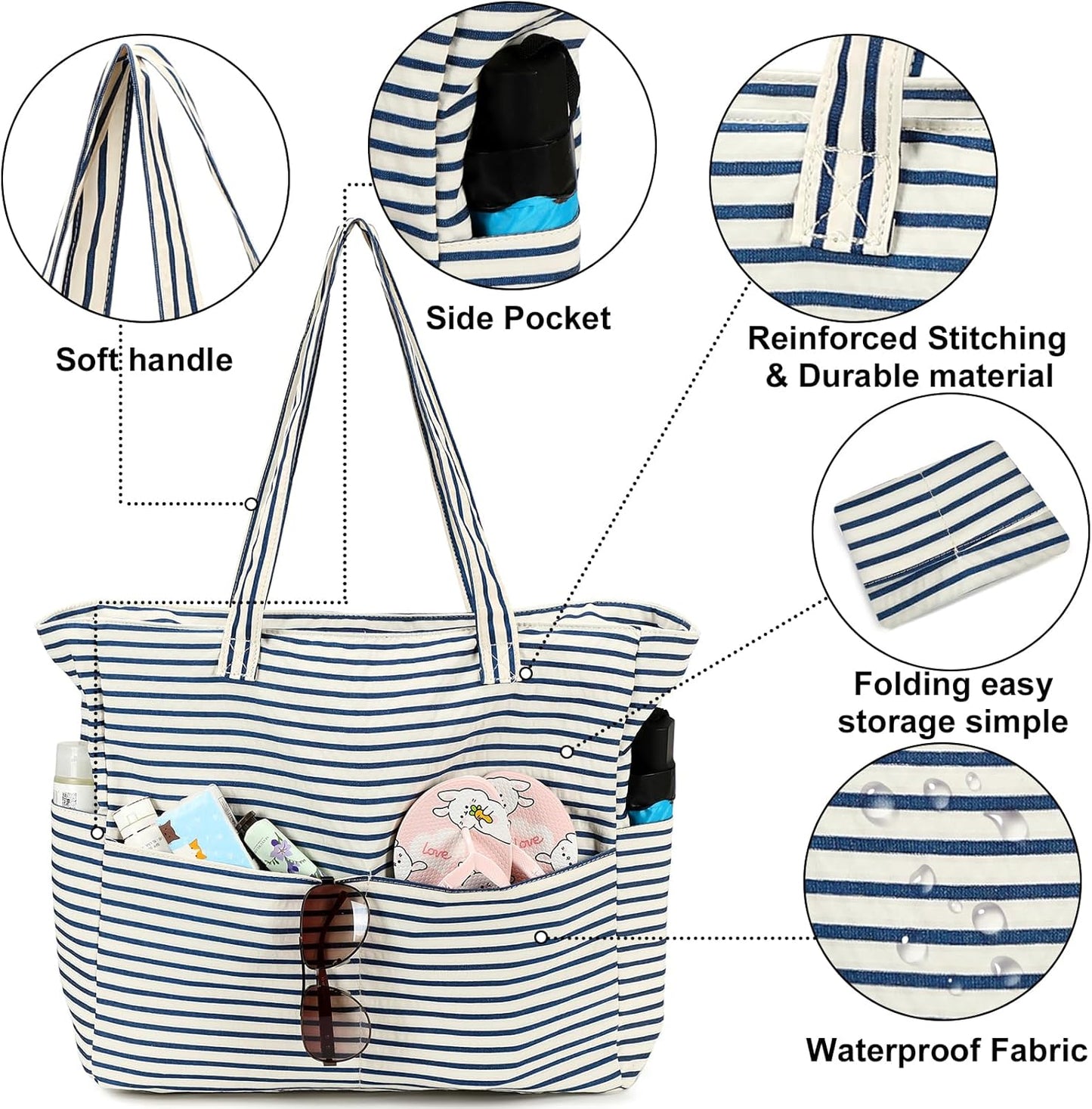 Beach Pool Bags Tote for Women Ladies Large Gym Tote Carry On Bag With Wet Compartment for Weekender Travel Waterproof