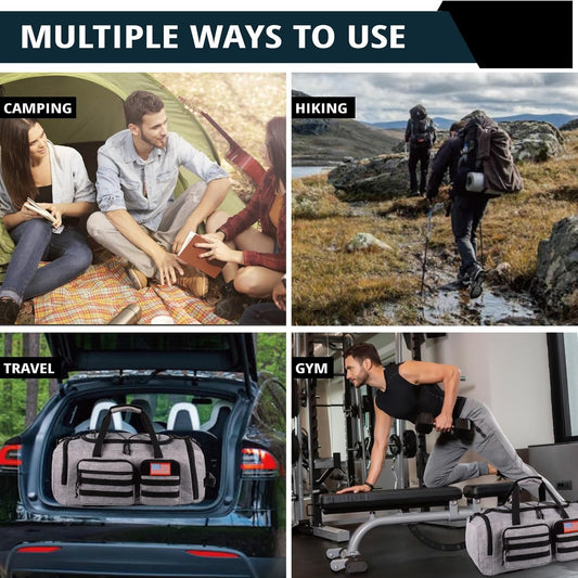 Tactical Gym Bag for Men,50L Large 3 in 1 Sports Duffle Bag with Shoes Compartment for Travel,Water Resistant Travel Backpack Weekender Overnight Bag with Wet Pocket for Women