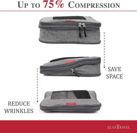 Compression Packing Cubes for Travel Organizers with Double Zipper, LeanTravel