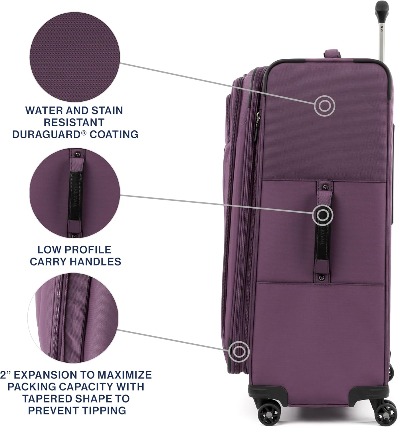 Travelpro Tourlite Softside 29" Expandable Luggage with 4 Spinner Wheels, Lightweight Suitcase, Checked Large, Deep Purple