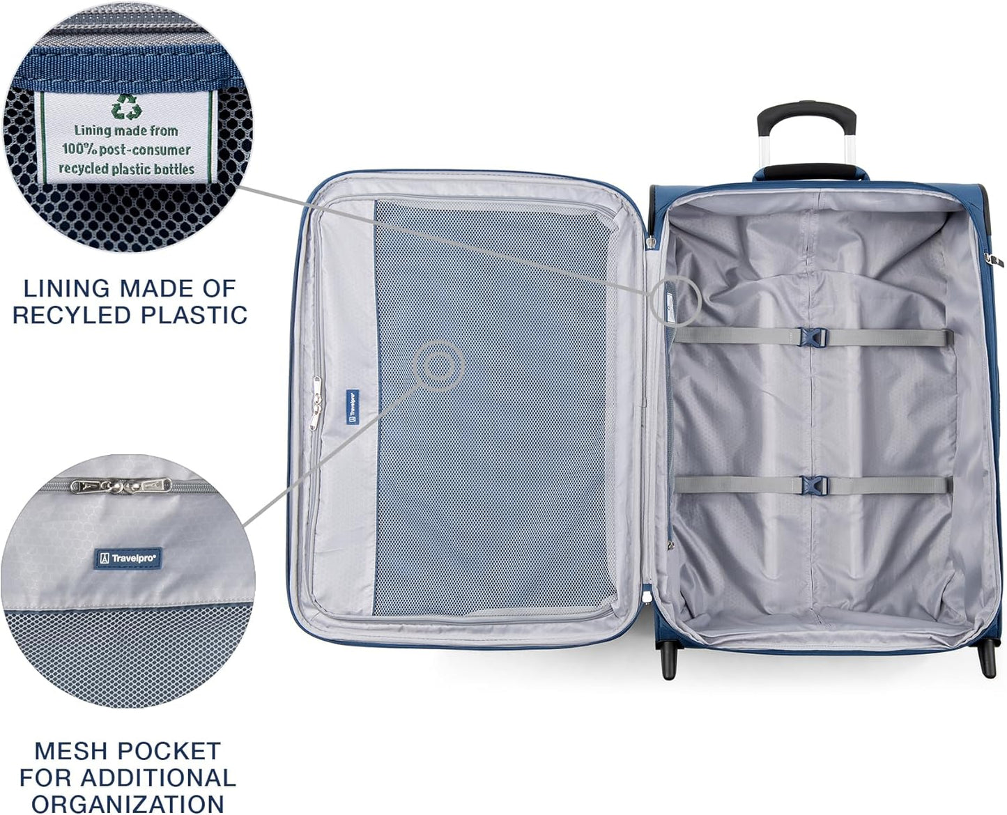 Travelpro Maxlite 5 Softside Expandable Upright 2 Wheel Checked Luggage, Lightweight Suitcase, Men and Women, Ensign Blue, Checked Medium 26-Inch