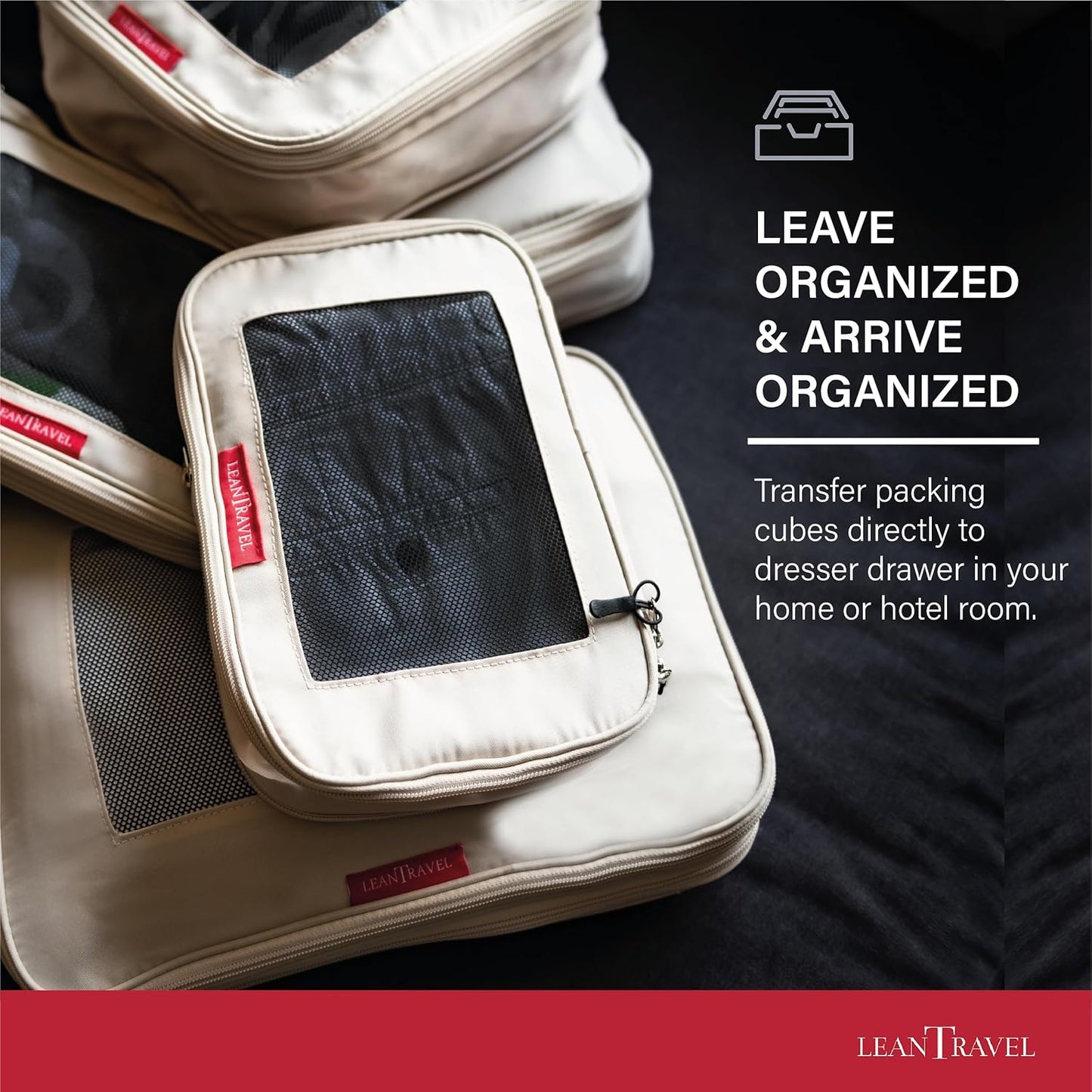 Compression Packing Cubes for Travel Organizers with Double Zipper, LeanTravel