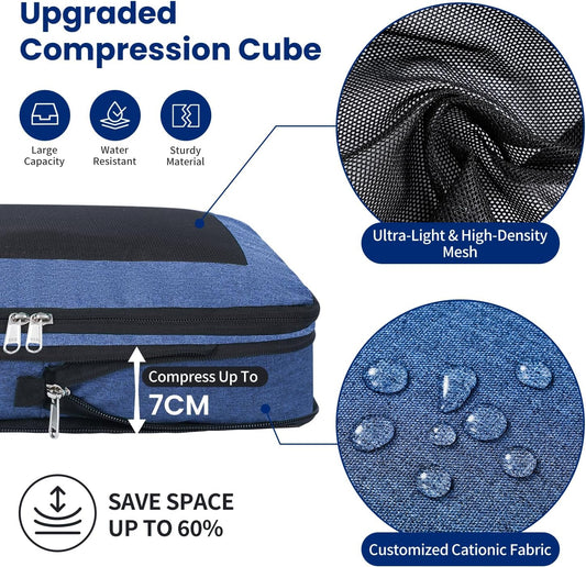 8 Set/6 Set/4 Set Compression Packing Cubes for Travel, Lightweight Vacation Travel Essentials, Travel Accessories for Suitcase Organizer Bags Set, Durable Luggage Organizer