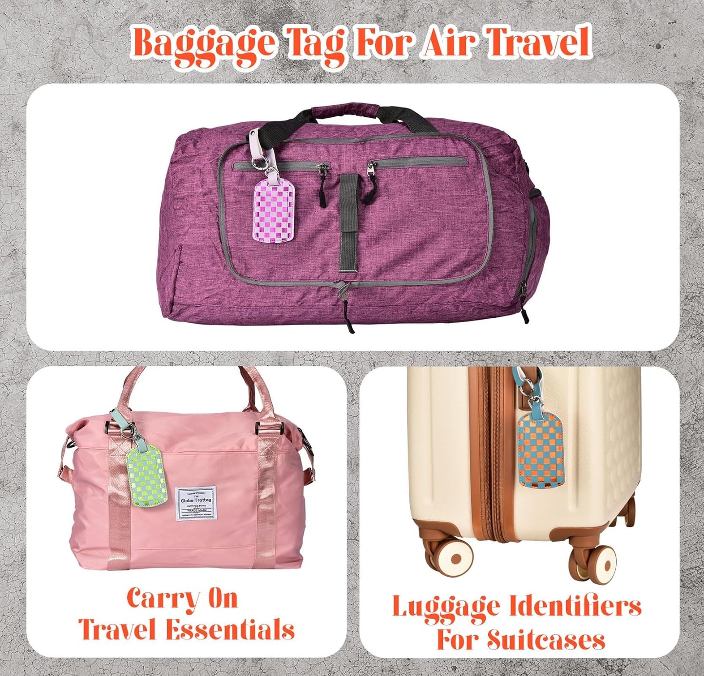 Luggage Tags for Suitcases Travel Accessories: Leather Luggage Tag 3 Pack TSA Approved Airplane Travel Essentials for Women, Bag Tags for Luggage Long Flight Must Haves Travels Gift Airport Essentials