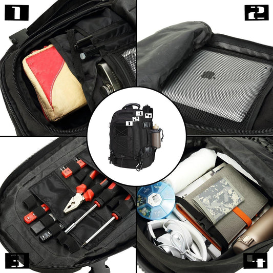 Large Tactical Backpack for Men Military Backpack with DIY System for Travel, Work,Camping,Hunting,Hiking,Sports (BLACK)