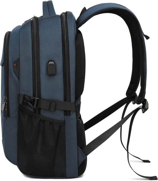 DUSLANG 17 Inch Laptop Backpack for Travel with Backpack Rain Cover College Backpack for Men Laptop Bag with USB Charging Port,Blue