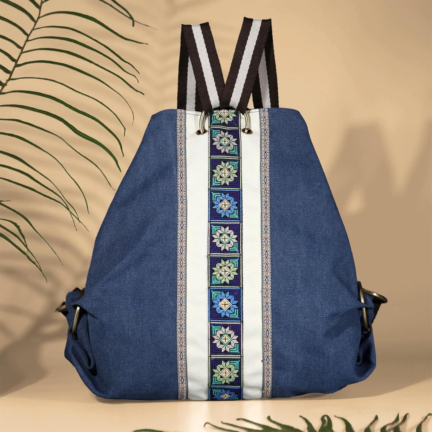 Goodhan Women Canvas Backpack Daypack Casual Shoulder Bag, Vintage Heavy-duty Anti-theft Travel Backpack