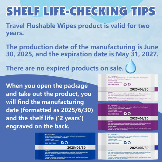 12 PackTravel Flushable Wipes with Aloe & Vitamin E,Impossibly Compact 7 Wipe Per Pack Mini Travel Adult Wet Wipe,Hypoallergenic & Fragrance-Free Skin-Friendly Flushable Wet Wipe(84 Total Wipes)