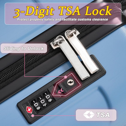 Merax Carry on Luggage Set, 20 Inch Hardshell ABS Suitcase with Spinner Wheels, Built-in TSA Lock & 2 Packing Cubes Airline Approved for Business Weekend Travel