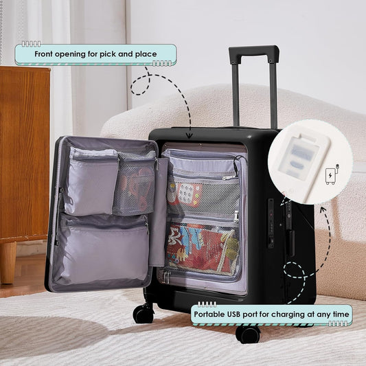 24" Ride-On CHECKED Luggage with Child Seat – Kids Travel Stroller Suitcase | 40L Large Capacity, USB Port & TSA Lock | Durable ABS+PC Hard Shell